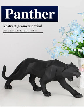 Pantera Negra Estátua Animal - Resina Escultura Abstrata - Decoração Estilo Geométrico