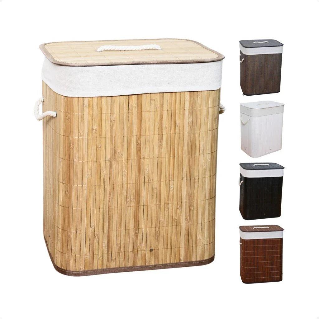 Cesto de Roupa Suja Bambu com Tampa | Ninna Premium