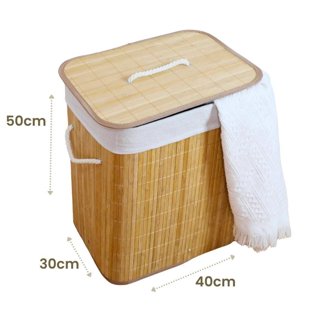 Cesto de Roupa Suja Bambu com Tampa | Ninna Premium